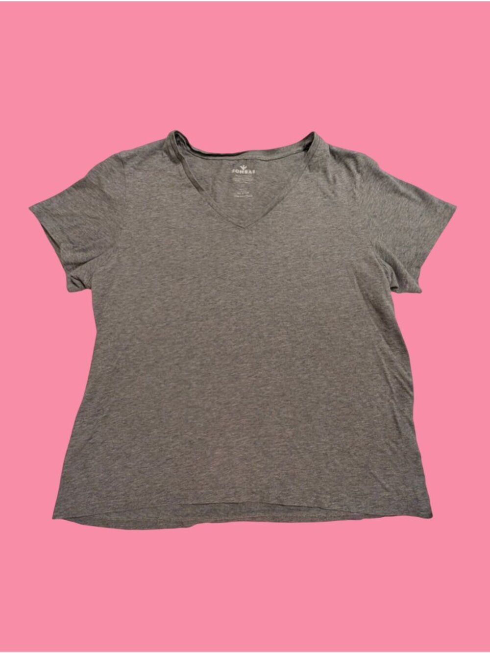 Bombas Womens Gray V-Neck Short Sleeve T-Shirt Lightweight & Soft Casual Wear Si